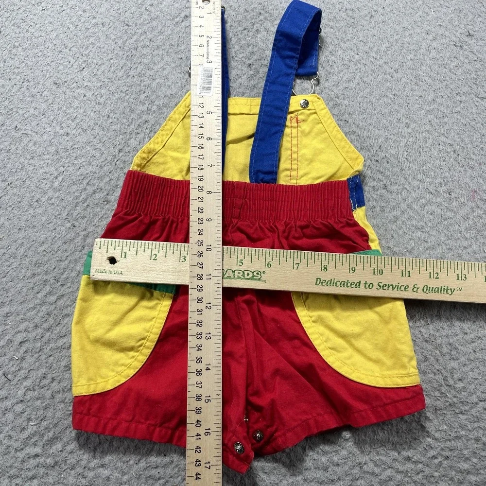 VTG 80s OshKosh B'gosh Bib Overalls Infant Boys 6-9M Multicolor Colorblock USA